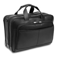 Hartmann Capital Leather Triple Compartment Expandable Briefcase Black