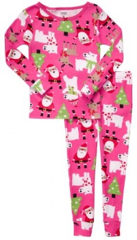 Carter's Girls Pink Christmas Holiday 2 Piece Pajama Set 12 Months 5t