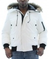 Kenneth Cole Reaction Men's Bubble Down Jacket Coat Hooded Faux Fur Trim White Sz S