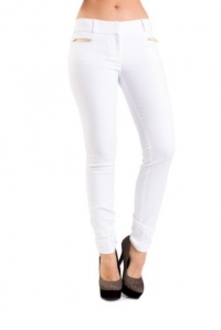 XOXO Juniors Exposed Pocket Zip Skinny Pant, White, 1/2