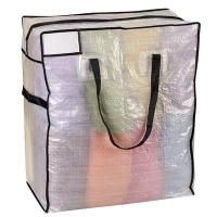 Household Essentials Medium Storage Bag, Clear Polyethylene with Black Trim