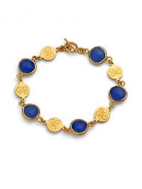 THE LOOKFive faceted 12mm deep blue chalcedony stonesGold vermeil logo-embossed disc stationsToggle closureTHE FITLength, about 7THE MATERIALBlue chalcedony22k goldplated sterling silverORIGINImported