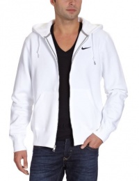 Mens Nike Classic Fleece Full Zip Hoodie White / Black 404512-100 Size Medium