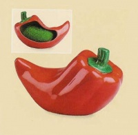 Boston Warehouse Red Earthenware Chili Pepper Scrubby Holder