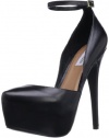 Steve Madden Women's Deeny Platform Pump,Black Leather,7 M US