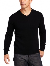 Williams Cashmere Men's 100% Cashmere V-Neck Sweater, Black, Medium