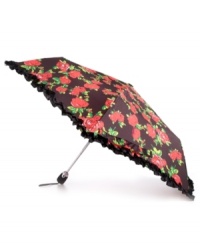 Show some flower power when it showers with this pretty floral print umbrella from Betsey Johnson. Lightweight, durable with automatic closure, it's the perfect companion in a downpour.