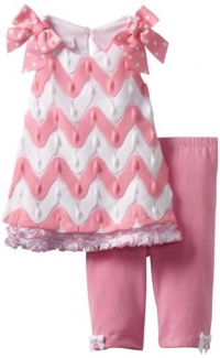 Bonnie Baby Girls Infant Flamestitch Legging Set, Pink, 12 Months