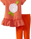 Sweet Heart Rose Baby-girls Infant Polka Dot Legging Set, Orange, 12 Months