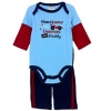 Baby 2 Piece Set/ Long Sleeve Onesie and Pants (9 months, Handsome Daddy- Navy)