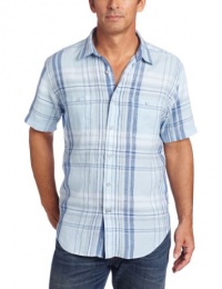 Nautica Men's Short Sleeve Linen Large Plaid Woven