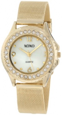 XOXO Women's XO5551 Gold-Tone Mesh Bracelet Rhinestones Accent Watch