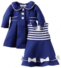 Bonnie Baby Girls Newborn Navy Coat Set, Blue, 3-6 Months