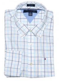 Tommy Hilfiger Men Classic fit Long Sleeve Plaid Shirt (S, White/light blue/navy)