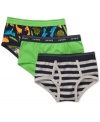 Striped, solid or dinosaur printed, he won't know which one to choose from this Carter's pack of briefs.