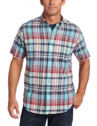 Nautica Men's Short Sleeve Madras Plain Plaid Woven