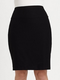 A modified version of the classic pencil skirt made from soft jersey with just the right amount of stretch to complement your body.Fold-over waistbandPull-on styleAbout 24 long70% viscose/24% nylon/6% Lycra®Machine washMade is USA of imported fabric