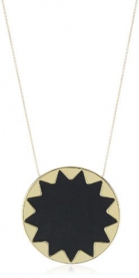 House of Harlow 1960 Black Leather Large Sunburst Pendant Necklace