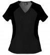 Baby Phat Women's Raglan Livin' Stretch Raglan Sleeve Scrub Top with 2 Hidden Inseam Pockets Black, XL