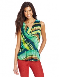 XOXO Juniors Printed Multi Keyhole Back Tank, Emerald, Small