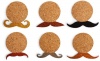 Kikkerland Mustache Cork Coasters, Set of 6