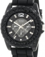 XOXO Women's XO8041 Rhinestone Accent Black Silicone Strap Watch