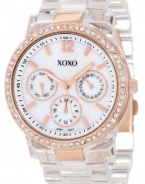 XOXO Women's XO5528 Clear Bracelet with Rhinestones on Rose Gold Case Watch