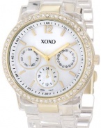 XOXO Women's XO5527 Clear Bracelet with Rhinestones on Gold Case Watch