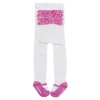 Elegant Baby My Favorite Tights with Mary Jane Shoes, White with Hot Pink Ruffle Bottom