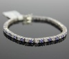 B. Brilliant Sterling Silver, Blue Tanzanite, and Cubic Zirconia Tennis Bracelet