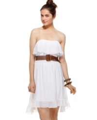 BCX contrasts a floaty dress with a frontier-chic belt, lending a rugged touch to a frock that's whimsicially femme!