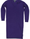 Ralph Lauren Women's Long-Sleeve Merino Wool Sweater Dress (Matinee Purple) (Large)