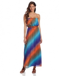 Sequin Hearts by My Michelle Juniors 57 Inch Belted Maxi Dress, Blue/Orange, Medium