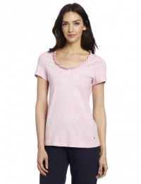 Nautica Sleepwear Women's Short Sleeve Ruffle Tee, Rose Heather, Small