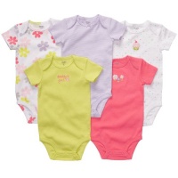 Carter's Girls Pink Flower Short Sleeve 5-pack Bodysuits