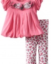 Bonnie Baby-girls Newborn Leopard Legging Set, Pink, 0-3 Months