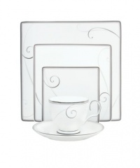 Noritake Platinum Wave Square Place Setting, 5-Piece, White