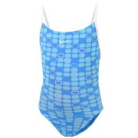 Nike Girls Swimming Swim Swimsuit Costume - Light Blue - 10yrs