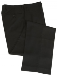 Calvin Klein Mens Flat Front Solid Black Dress Pants