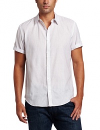 Calvin Klein Sportswear Men's Short Sleeve Roll-up Barstripe Woven Shirt