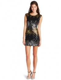 As U Wish Juniors Cap Sleeve Sequin Dress, Black, Large