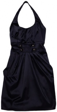 Teeze Me Junior's Military Halter Dress,Navy,3