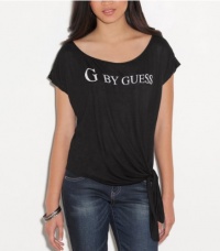 G by GUESS Marlon Side Tie Top, JET BLACK (MEDIUM)