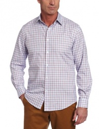 Perry Ellis Men's Long Sleeve Twill Grid Woven