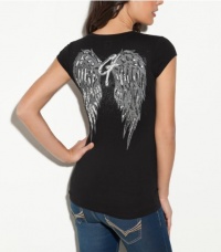 G by GUESS Whitney Wing Tee, JET BLACK (MEDIUM)