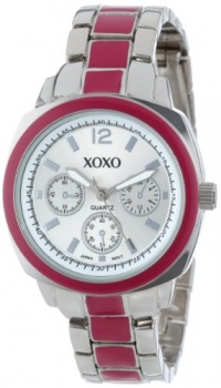 XOXO Women's XO111 Silver Dial Silver-tone and Pink Enamel Bracelet Watch