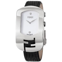 Fendi Large Chameleon White Dial Black Leather Strap Diamond Watch F300034011D1