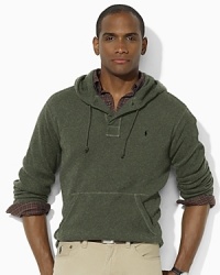 A classic Henley shirt in soft, fine-ribbed cotton channels sporty style in a hooded silhouette.