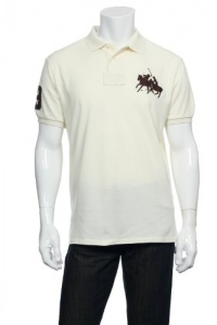 Polo Ralph Lauren Shirt, Custom-Fit Short-Sleeved Dual Match Cotton Mesh Polo, Chic Cream (X-Large)