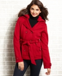 You're getting warmer: fleece lining makes YMI's belted peacoat an extra toasty style for your day-to-day outings.